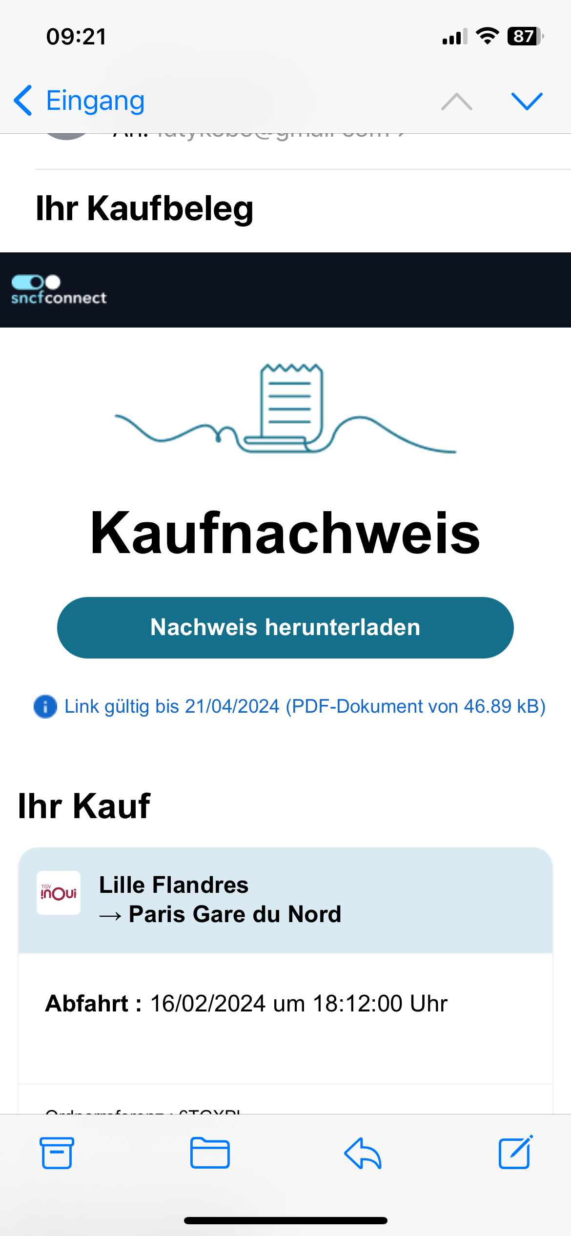 Visualisierung eines Telefons, um zu veranschaulichen, wie man einen Kaufbeleg erhält